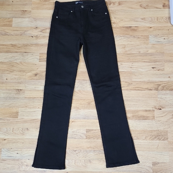 Zara Women's Slit Leg Black Jeans Size 6 - Picture 1 of 7